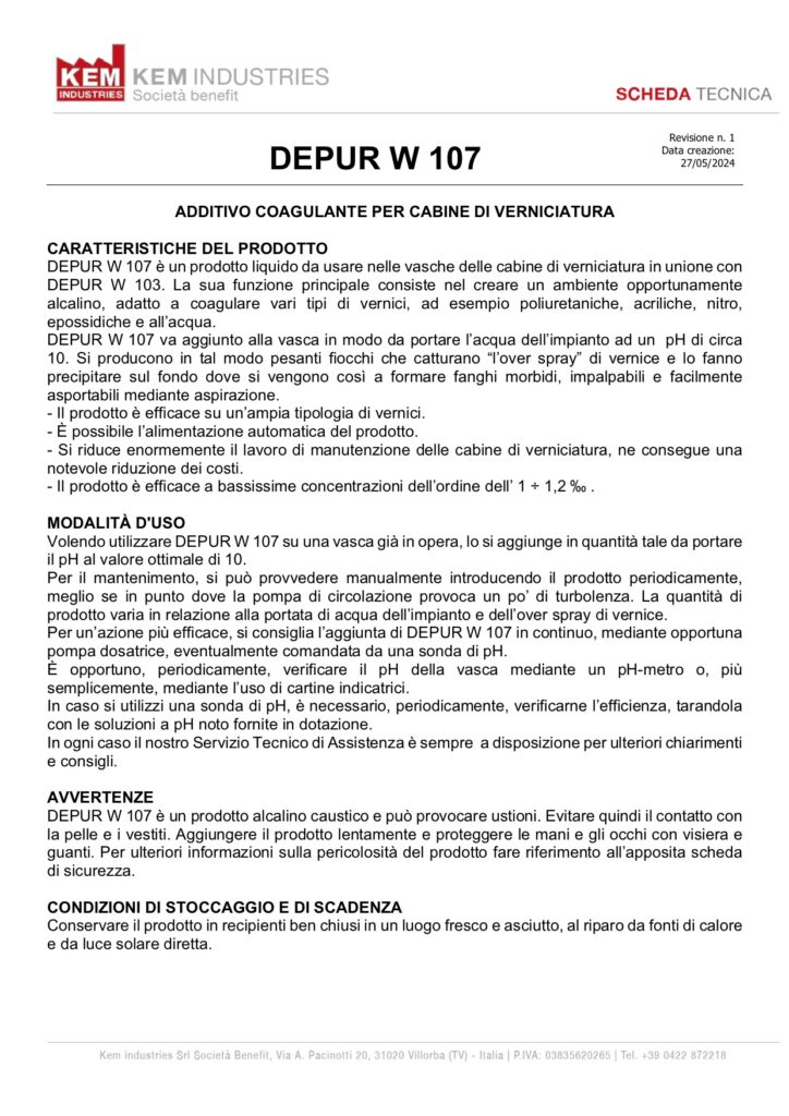 Additivo coagulante per cabine di verniciatura